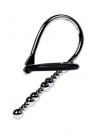 Серебристый уретральный плаг-бусины TOYFA Metal с мягким фиксириющим кольцом - ToyFa - купить с доставкой в Тольятти