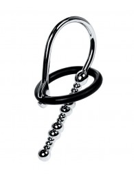 Серебристый уретральный плаг-бусины TOYFA Metal с мягким фиксириющим кольцом - ToyFa - купить с доставкой в Тольятти