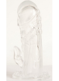 Прозрачная гелевая насадка с клиторальным отростком - 13 см. - Toyfa Basic - в Тольятти купить с доставкой
