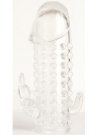 Гелевая прозрачная насадка с 2 отростками - 13 см. - Toyfa Basic - в Тольятти купить с доставкой