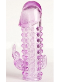 Закрытая фиолетовая насадка с 2 отростками - 13 см. - Toyfa Basic - в Тольятти купить с доставкой