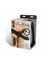 Чёрный полый страпон с вибрацией Unisex Vibrating Hollow Strap-On - 14 см. - Lux Fetish - купить с доставкой в Тольятти