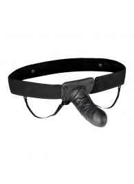 Чёрный полый страпон с вибрацией Unisex Vibrating Hollow Strap-On - 14 см. - Lux Fetish - купить с доставкой в Тольятти