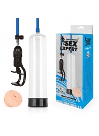 Прозрачная вакуумная помпа Sex Expert с насадкой-вагиной - Sex Expert - в Тольятти купить с доставкой