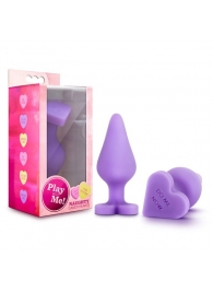 Фиолетовая анальная пробка Naughty Candy Heart Do Me Now - 8,9 см. - Blush Novelties - купить с доставкой в Тольятти