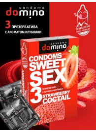 Презервативы для орального секса DOMINO Sweet Sex с ароматом клубничного коктейля  - 3 шт. - Domino - купить с доставкой в Тольятти
