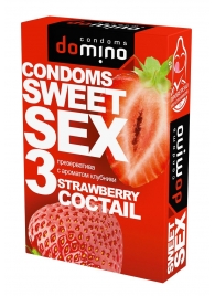 Презервативы для орального секса DOMINO Sweet Sex с ароматом клубничного коктейля  - 3 шт. - Domino - купить с доставкой в Тольятти