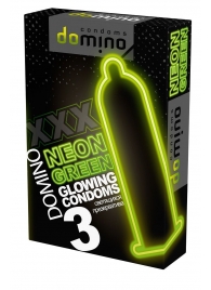 Презервативы DOMINO Neon Green со светящимся в темноте кончиком - 3 шт. - Domino - купить с доставкой в Тольятти