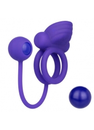 Фиолетовое эрекционное кольцо с утяжелителем Silicone Rechargeable Dual Rockin Rim Enhancer - California Exotic Novelties - в Тольятти купить с доставкой