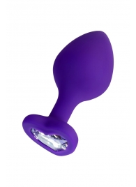 Фиолетовая анальная втулка Diamond Heart с прозрачным кристаллом - 8 см. - ToyFa - купить с доставкой в Тольятти