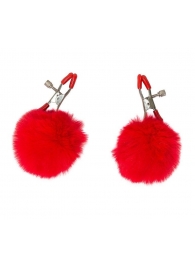 Зажимы на соски Angelic с красными меховыми шариками - Lola Games - купить с доставкой в Тольятти