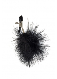 Зажимы на соски с черным пухом Euphoric - Lola Games - купить с доставкой в Тольятти