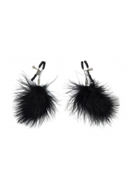 Зажимы на соски с черным пухом Euphoric - Lola Games - купить с доставкой в Тольятти