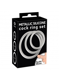 Набор из 3 эрекционных колец под металл Metallic Silicone Cock Ring Set - Orion - в Тольятти купить с доставкой