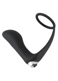 Черное эрекционное кольцо с анальной вибропробкой Vibrating Ring   Plug - Orion - в Тольятти купить с доставкой