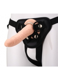 Телесный страпон на черных трусиках STRAP ON REAL DILDO - 20 см. - Dream Toys - купить с доставкой в Тольятти