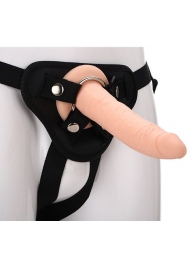Телесный страпон на черных трусиках STRAP ON REAL DILDO - 20 см. - Dream Toys - купить с доставкой в Тольятти
