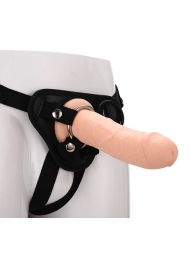 Черные трусики с телесной насадкой STRAP ON REAL DILDO - 21 см. - Dream Toys - купить с доставкой в Тольятти