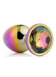 Голографическая анальная втулка с радужным кристаллом - 7,1 см. - Dream Toys - купить с доставкой в Тольятти