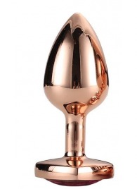 Золотистая анальная втулка с кристаллом-сердечком розового цвета - 7,1 см. - Dream Toys - купить с доставкой в Тольятти