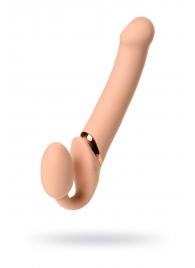 Телесный безремневой вибрострапон Vibrating Bendable Strap-On L - Strap-on-me - купить с доставкой в Тольятти