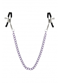 Зажимы для сосков с фиолетовой цепочкой Sweet Caress Nipple Chain - Sweet Caress - купить с доставкой в Тольятти