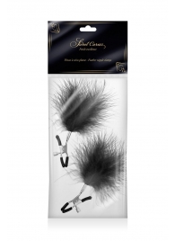 Зажимы на соски с черными пуховыми кисточками Sweet Caress Feather Nipple Clumps - Sweet Caress - купить с доставкой в Тольятти