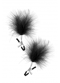 Зажимы на соски с черными пуховыми кисточками Sweet Caress Feather Nipple Clumps - Sweet Caress - купить с доставкой в Тольятти