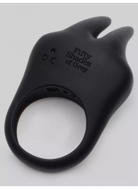 Черное эрекционное виброкольцо Sensation Rechargeable Vibrating Rabbit Love Ring - Fifty Shades of Grey - в Тольятти купить с доставкой