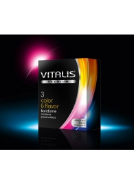 Цветные ароматизированные презервативы VITALIS PREMIUM color   flavor - 3 шт. - Vitalis - купить с доставкой в Тольятти