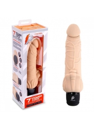 Телесный вибратор-раелистик с клиторальными лепестками 7  Realistic Vibrator - 21,5 см. - PowerCocks