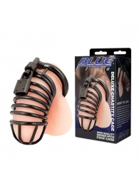 Черная металлическая клетка с замком Deluxe Chastity Cage - BlueLine - купить с доставкой в Тольятти