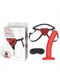 Красный поясной фаллоимитатор Red Heart Strap on Harness   5in Dildo Set - 12,25 см. - Lux Fetish - купить с доставкой в Тольятти