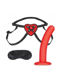 Красный поясной фаллоимитатор Red Heart Strap on Harness   5in Dildo Set - 12,25 см. - Lux Fetish - купить с доставкой в Тольятти