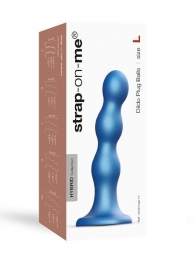 Голубая насадка Strap-On-Me Dildo Plug Balls size L - Strap-on-me - купить с доставкой в Тольятти