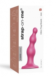 Розовая насадка Strap-On-Me Dildo Plug Beads size S - Strap-on-me - купить с доставкой в Тольятти