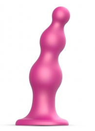 Розовая насадка Strap-On-Me Dildo Plug Beads size S - Strap-on-me - купить с доставкой в Тольятти