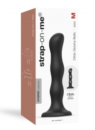 Черная насадка Strap-On-Me Dildo Geisha Balls size M - Strap-on-me - купить с доставкой в Тольятти