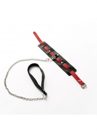 Черный ошейник с красным ремешком и поводком - Crazy Handmade - купить с доставкой в Тольятти