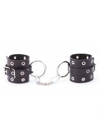 Черные кожаные наручники с люверсами - Crazy Handmade - купить с доставкой в Тольятти