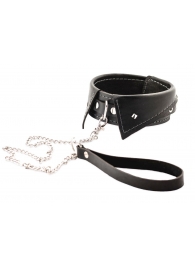 Черный ошейник-воротничок с металлическим поводком - Crazy Handmade - купить с доставкой в Тольятти