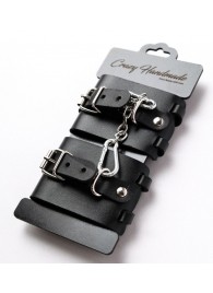 Черные кожаные наручники с ремешками - Crazy Handmade - купить с доставкой в Тольятти