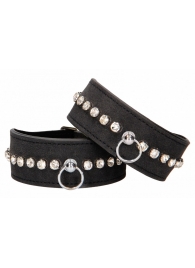 Черные наручники Diamond Studded Wrist Cuffs - Shots Media BV - купить с доставкой в Тольятти