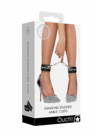 Черные поножи Diamond Studded Ankle Cuffs - Shots Media BV - купить с доставкой в Тольятти