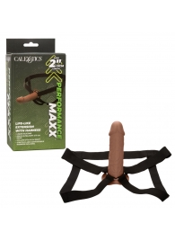 Коричневый фаллопротез Life-Like Extension with Harness - 17,75 см. - California Exotic Novelties - купить с доставкой в Тольятти