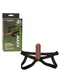 Коричневый фаллопротез из силикона Extension with Harness - 15,75 см. - California Exotic Novelties - купить с доставкой в Тольятти