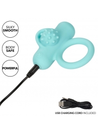 Аквамариновое эрекционное виброкольцо Silicone Rechargeable Nubby Lover’s Delight - California Exotic Novelties - в Тольятти купить с доставкой