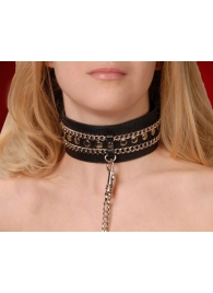 Чёрный ошейник с цепочками и поводком - Sitabella - купить с доставкой в Тольятти