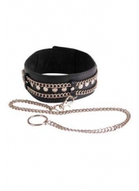 Чёрный ошейник с цепочками и поводком - Sitabella - купить с доставкой в Тольятти