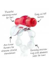 Виброкольцо с язычком и красным виброэлементом Overtime - Screaming O - в Тольятти купить с доставкой